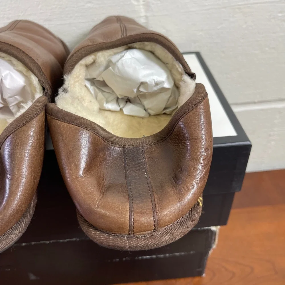 UGG Australia Scuff Romeo II Slippers Brown Leather Shearling Slip On Men's 13